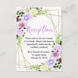 Tarjeta De Recepción Flores púrpuras de primavera con follaje