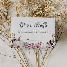 Flores púrpuras otoñales Calabaza Diaper Raffle
