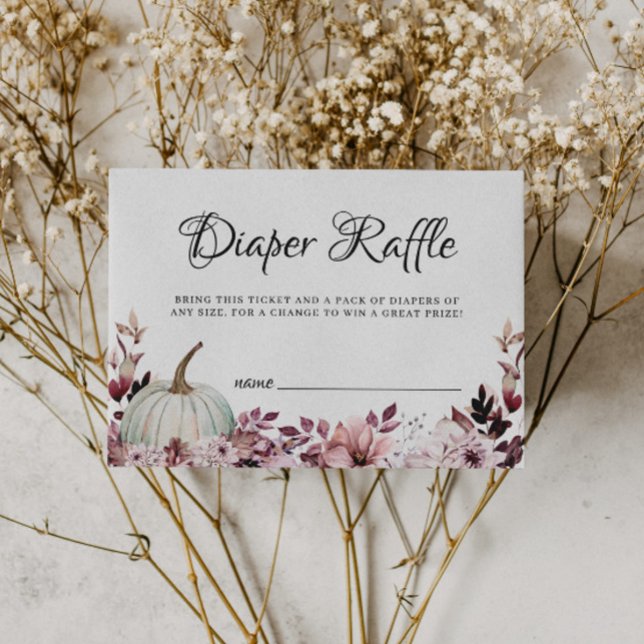 Tarjeta De Recepción Flores púrpuras otoñales Calabaza Diaper Raffle (Subido por el creador)