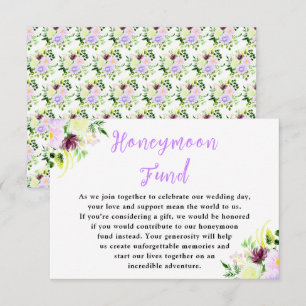 Tarjeta De Recepción Flores Purpúreas de Primavera con Follaje