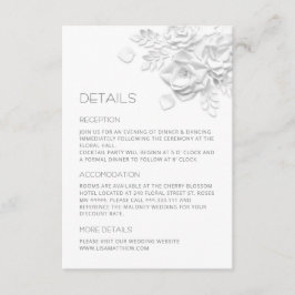 Tarjeta De Recepción Flores recortadas en papel blanco