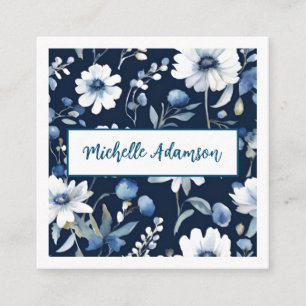 Tarjeta De Recepción Flores Retro Elegante De Color Blanco Azul Llanto