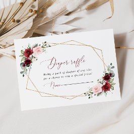 Tarjeta De Recepción Flores rojas de Borgoña, flores rosas, pañales