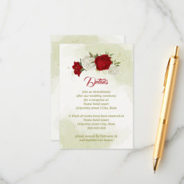 Tarjeta De Recepción flores rojas hojas verdes