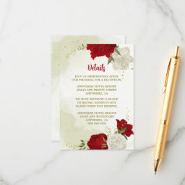 Tarjeta De Recepción flores rojas hojas verdes