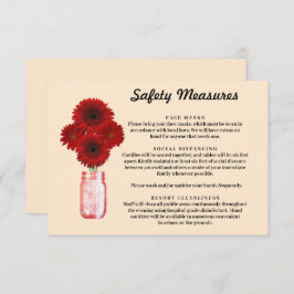 Tarjeta De Recepción Flores rojas Medidas de seguridad de Mason Jar