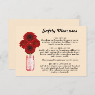 Tarjeta De Recepción Flores rojas Medidas de seguridad de Mason Jar