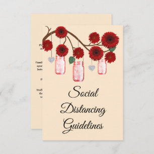Tarjeta De Recepción Flores rojas Medidas de seguridad de Mason Jar