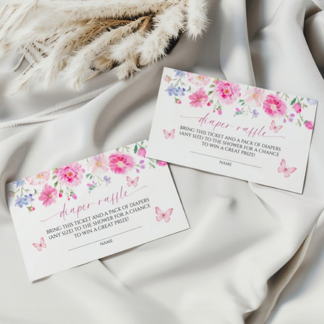 Tarjeta De Recepción Flores rosa brillante Diaper Raffle (Subido por el creador)