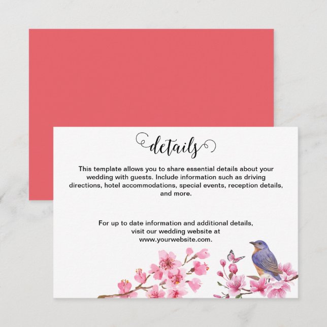 Tarjeta De Recepción Flores rosas Flores acuáticas femeninas Boda (Anverso / Reverso)