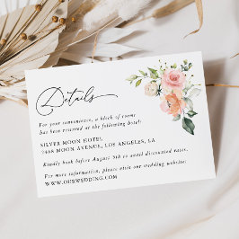 Tarjeta De Recepción Flores rosas, flores blancas, boho, detalles Bodas