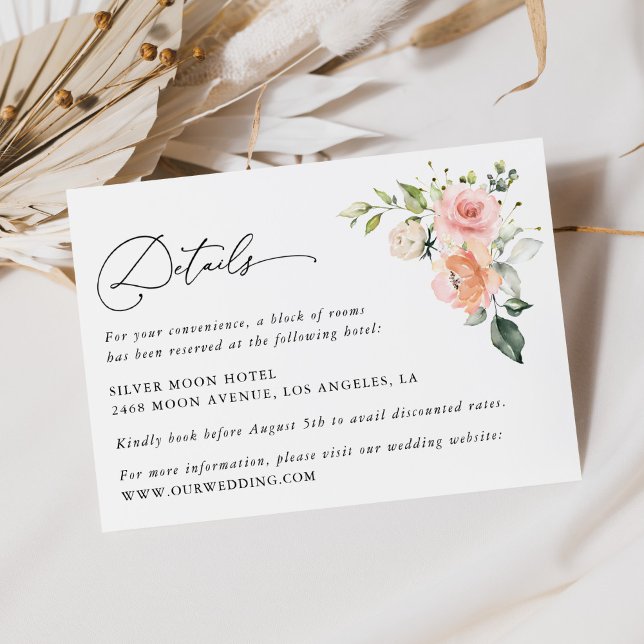 Tarjeta De Recepción Flores rosas, flores blancas, boho, detalles Bodas (Subido por el creador)