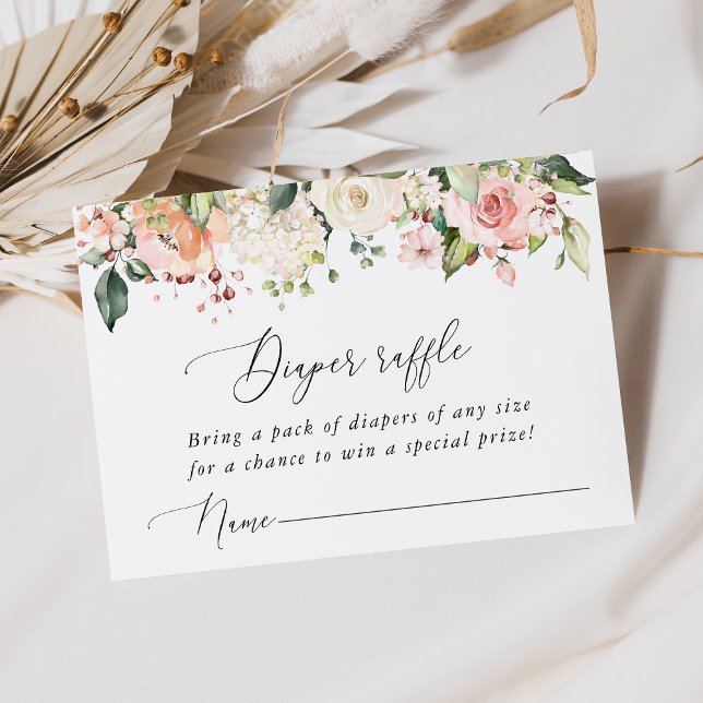 Tarjeta De Recepción Flores rosas, flores blancas, boho, pañales (Subido por el creador)