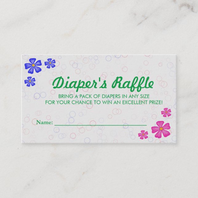 Tarjeta De Recepción Flores rosas y azules Ducha bebé (Anverso)