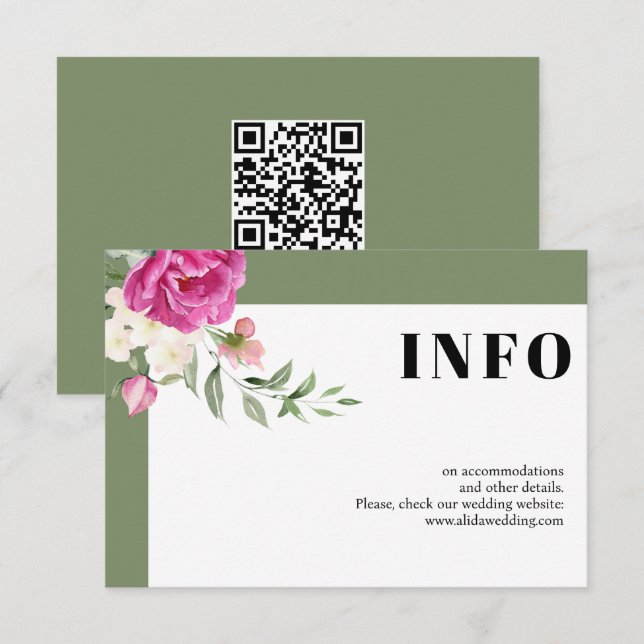 Tarjeta De Recepción Flores rosas y blancas salpican detalles de boda v (Anverso / Reverso)