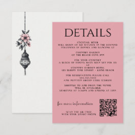 Tarjeta De Recepción Flores rosas y farolillos