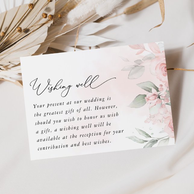 Tarjeta De Recepción Flores Rubor, flores rosas, Bodas deseando lo mejo (Subido por el creador)