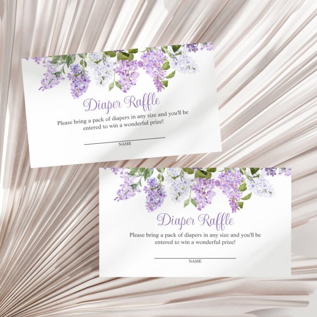 Tarjeta De Recepción Flores rusticas de Lilac Baby Shower Diaper Raffle (Subido por el creador)