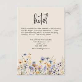 Tarjeta De Recepción Flores salvajes azul turquesa elegante hotel Boda 