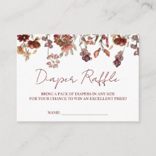 Tarjeta De Recepción Flores salvajes Baby Shower, pañal de otoño Raffle