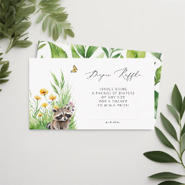Tarjeta De Recepción Flores salvajes Bosque Cute Racoon Diaper Raffle