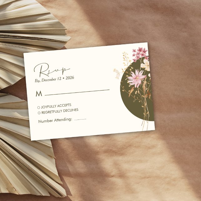 Tarjeta De Recepción Flores salvajes de primavera otoño otoño RSVP (Subido por el creador)