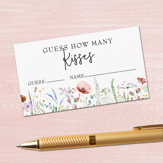 Tarjeta De Recepción Flores salvajes Ducha de novia adivina cuántos jue (Wildflowers Bridal Shower Guess How Many Game Enclosure Cards 3.5" x 2")