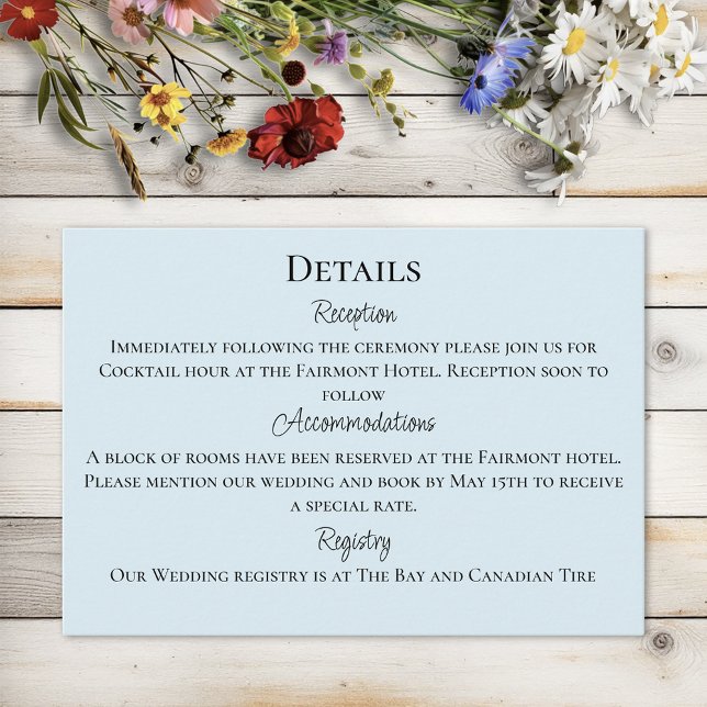 Tarjeta De Recepción Flores salvajes Flores Azules Florales (Subido por el creador)
