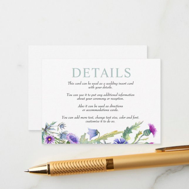 Tarjeta De Recepción Flores silvestres acuáticas boda de primavera (Anverso/Reverso In Situ)