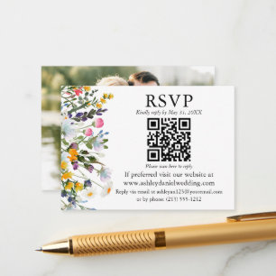 Tarjeta De Recepción Flores silvestres acuáticas QR RSVP Foto Boda