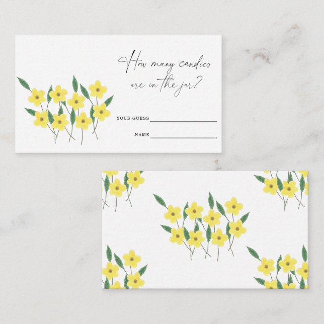 Tarjeta De Recepción Flores silvestres amarillas Adivinan cuántos cañon (Anverso / Reverso)