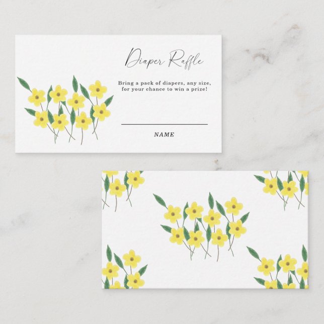 Tarjeta De Recepción Flores silvestres amarillas género neutro rifa de  (Anverso / Reverso)