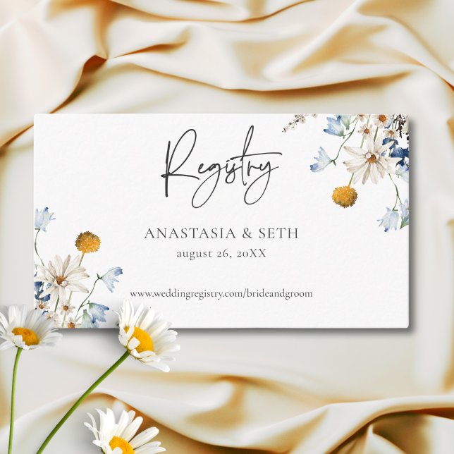 Tarjeta De Recepción Flores Silvestres Azules Rústicas y Margaritas Reg (Subido por el creador)