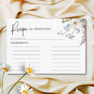Tarjeta De Recepción Flores Silvestres Azules Rústicas y Receta de Duch