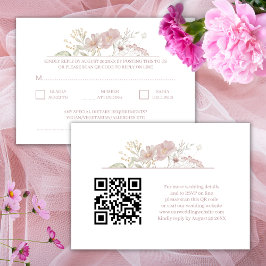 Tarjeta De Recepción Flores silvestres Boda blanco moderno Código QR RS