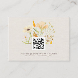 Tarjeta De Recepción Flores silvestres Boda Jardín Botánico Código QR