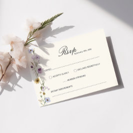 Tarjeta De Recepción Flores silvestres bohemias elegante respuesta de B