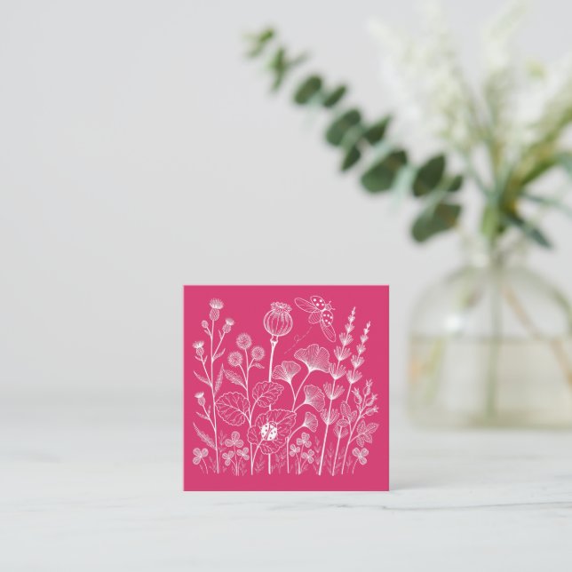 Tarjeta De Recepción Flores Silvestres Botánicas (Anverso de pie)