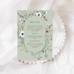 Tarjeta De Recepción Flores silvestres botánicas   Detalles del Boda ve