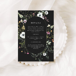 Tarjeta De Recepción Flores silvestres botánicas oscuras | Detalles del
