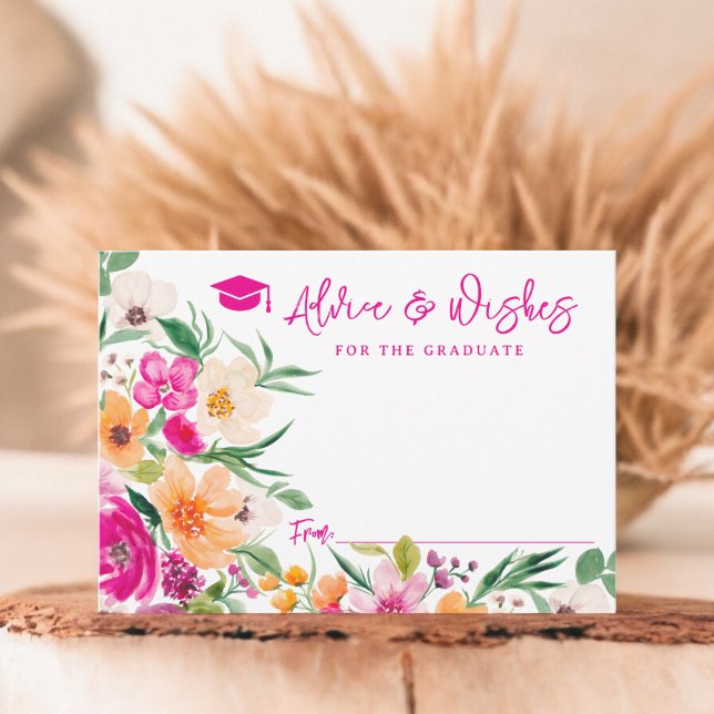 Tarjeta De Recepción Flores silvestres brillantes consejos deseos de gr (Bright wild flowers advice wishes graduation enclosure card)