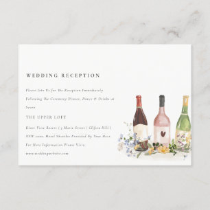 Tarjeta De Recepción Flores silvestres Cheers Botellas de vino Recepció