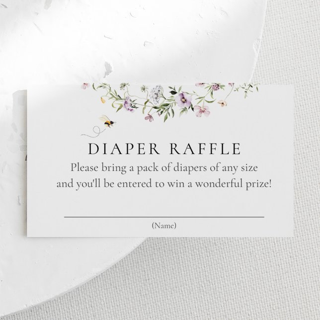 Tarjeta De Recepción Flores silvestres de abeja y lavanda Diaper Raffle (Subido por el creador)