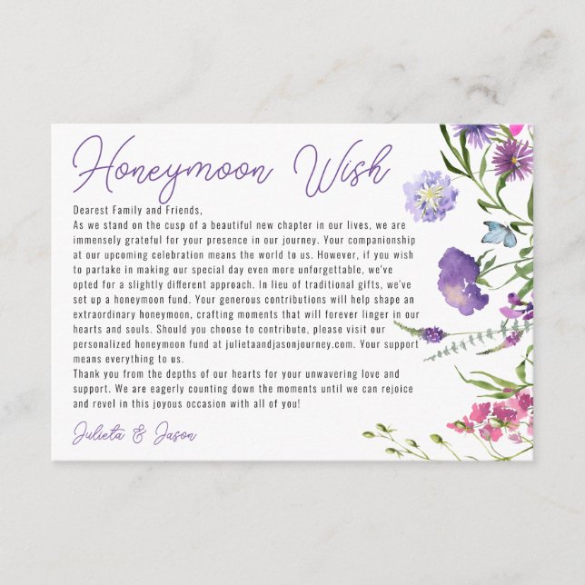 Tarjeta De Recepción Flores Silvestres de Pradera Contemporáneas Pozo d (Anverso)