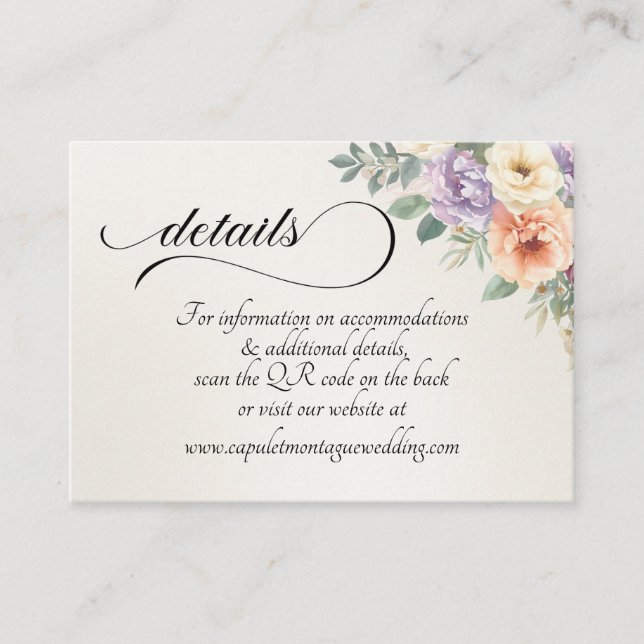 Tarjeta De Recepción Flores silvestres de primavera, código QR - Marfil (Anverso)