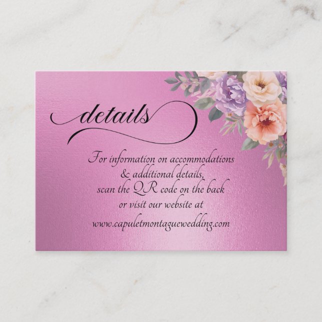 Tarjeta De Recepción Flores silvestres de primavera, código QR - Rosa i (Anverso)