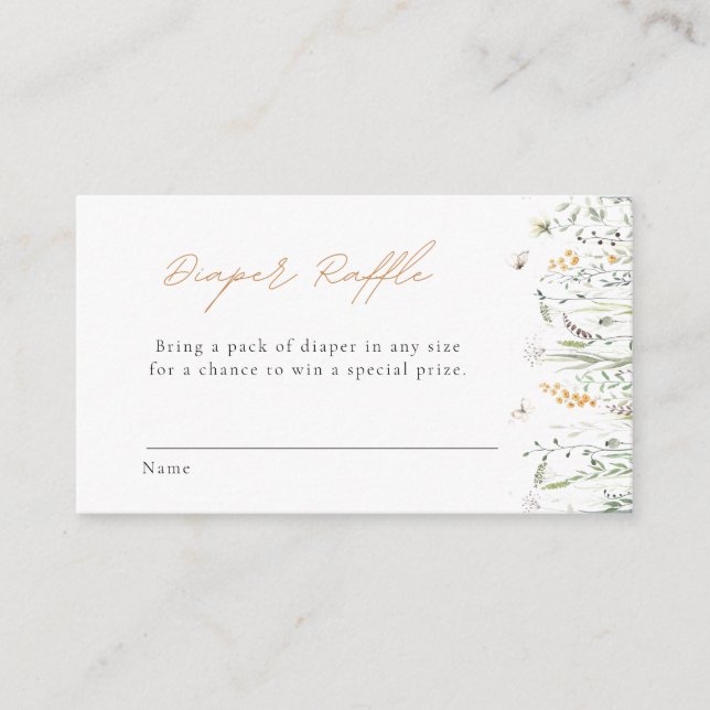 Tarjeta De Recepción Flores silvestres Diaper Raffle (Anverso)