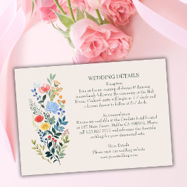 Tarjeta De Recepción Flores silvestres elegantes detalles de la boda en