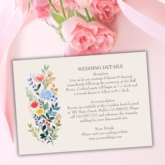 Tarjeta De Recepción Flores silvestres elegantes detalles de la boda en (Subido por el creador)