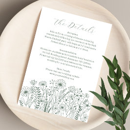 Tarjeta De Recepción Flores silvestres elegantes detalles del Boda verd